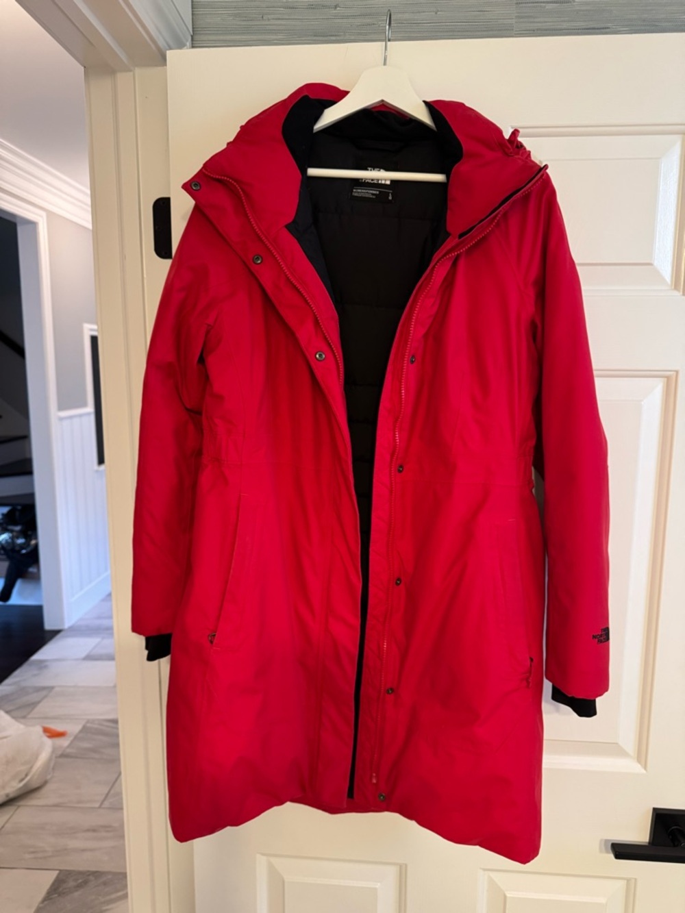 The North Face Women's Bright Red Hooded Puffer Coat